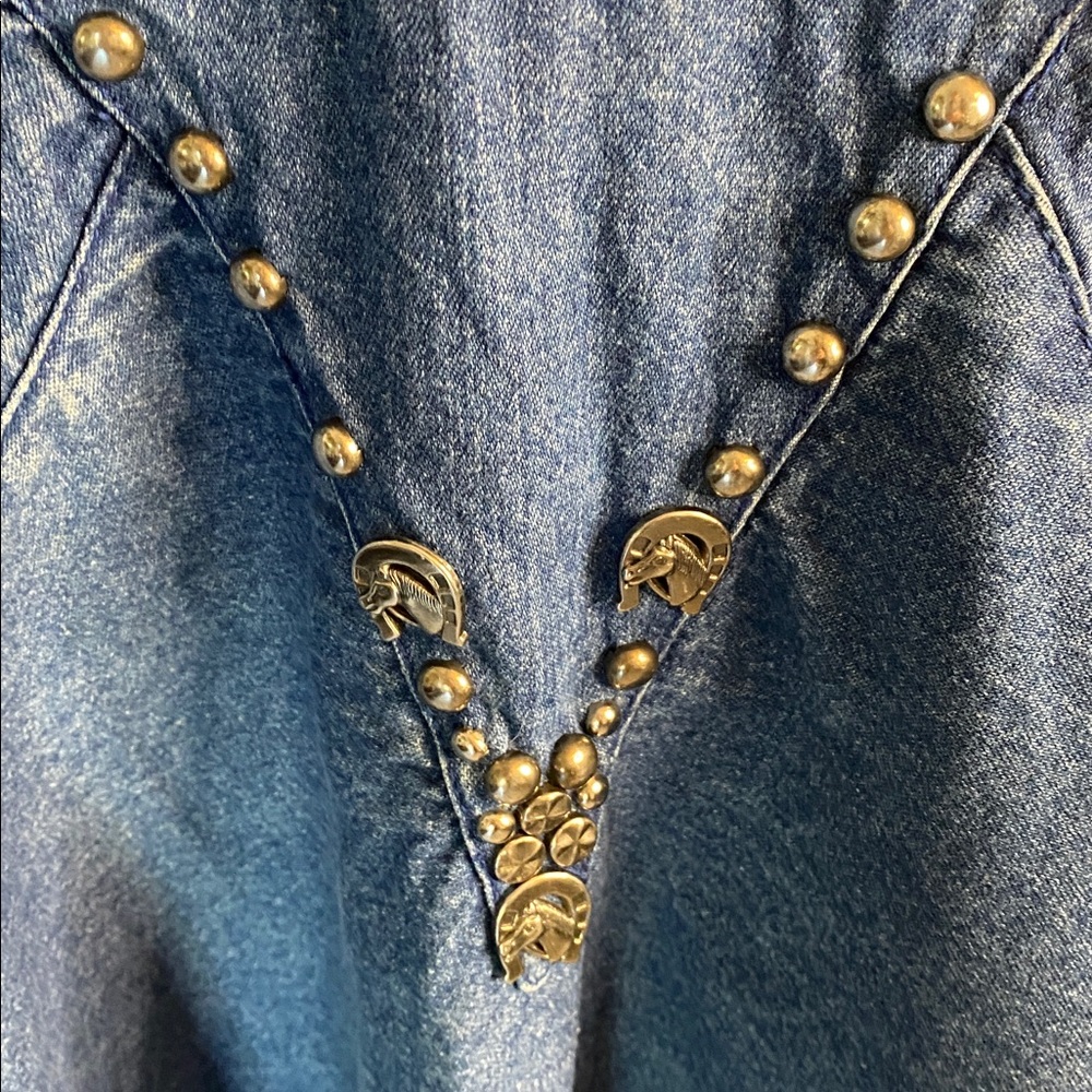 Vintage Denim Floral Beaded Embellished Skirt - Picture 4 of 10